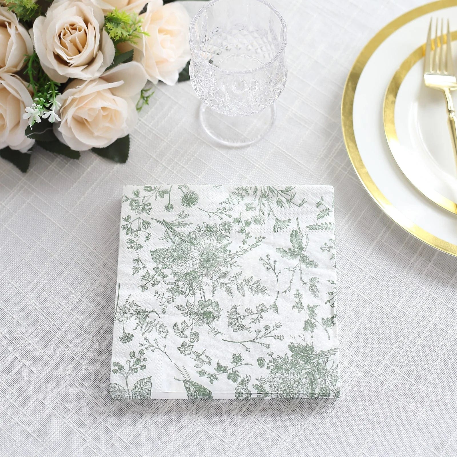 20 Paper 13x13 in Dinner Napkins with Floral Design