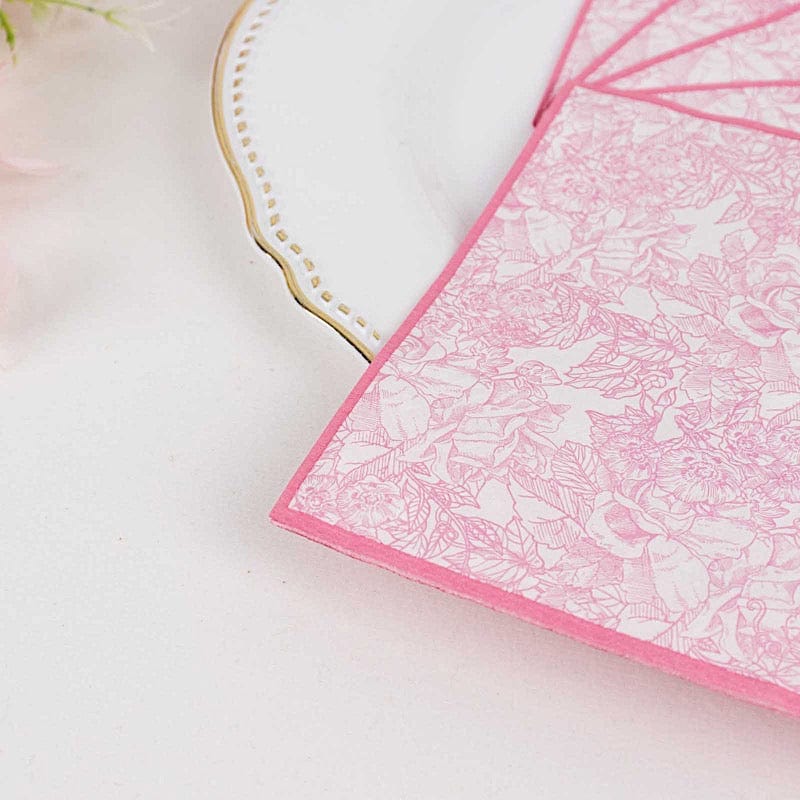 25 Pink Cocktail Paper Napkins with Vintage Floral Print