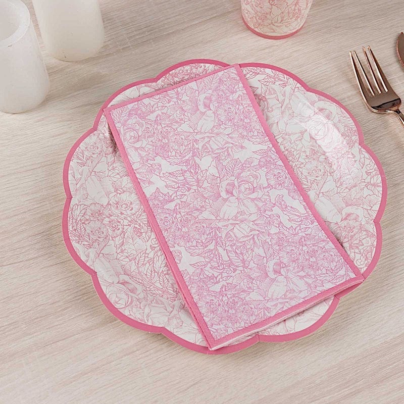 25 Pink Dinner Paper Napkins with Vintage Floral Print