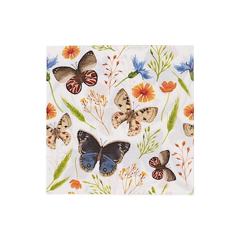 50 Assorted 2 Ply Paper Napkins Field Herbs Butterfly Print