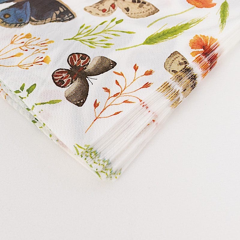 50 Assorted 2 Ply Paper Napkins Field Herbs Butterfly Print