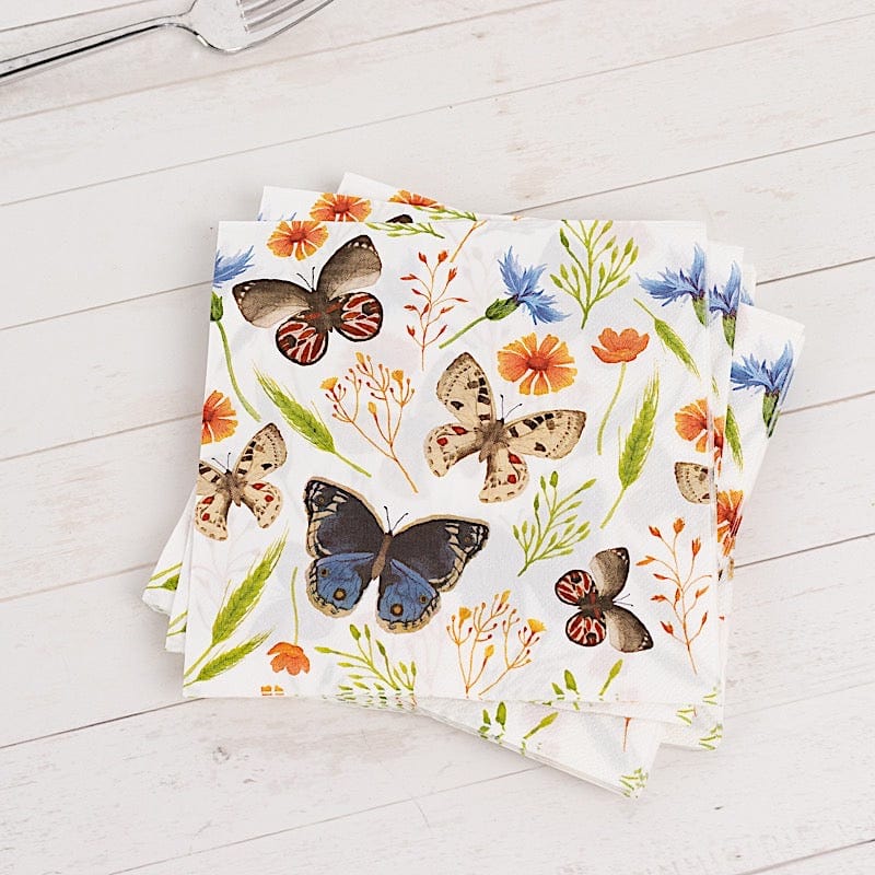 50 Assorted 2 Ply Paper Napkins Field Herbs Butterfly Print