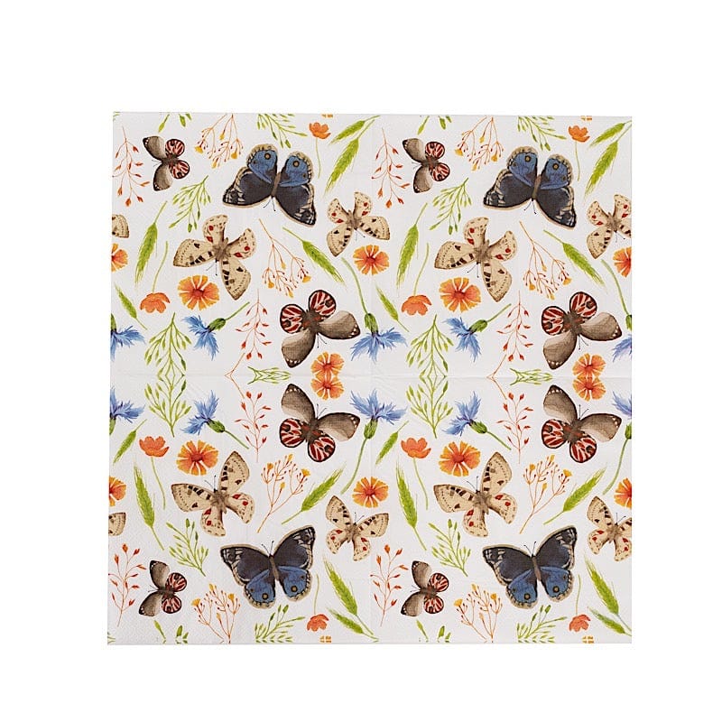 50 Assorted 2 Ply Paper Napkins Field Herbs Butterfly Print