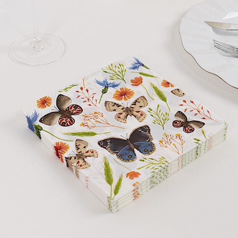 50 Assorted 2 Ply Paper Napkins Field Herbs Butterfly Print