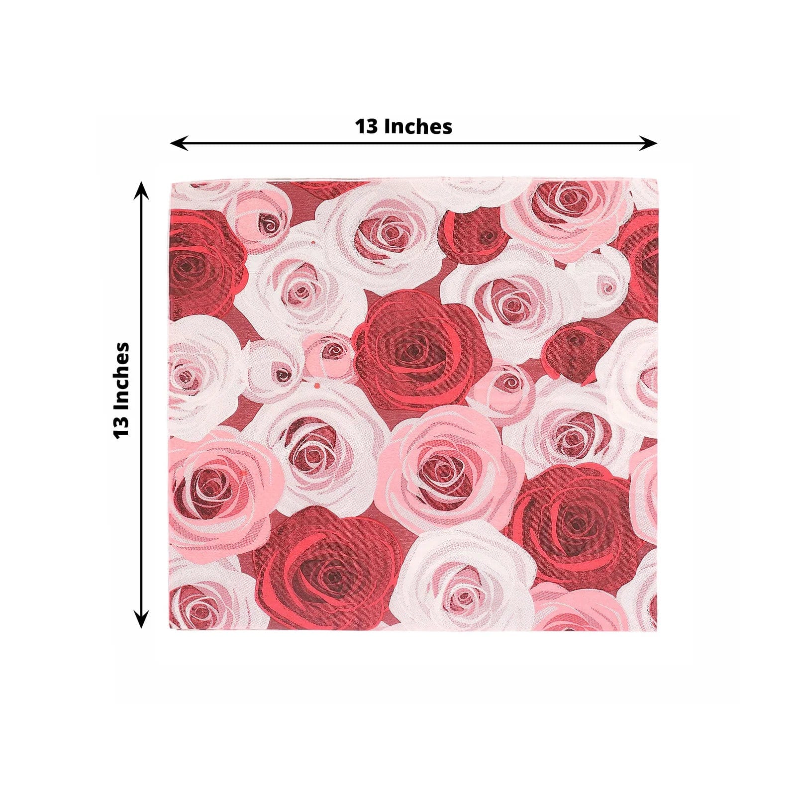 50 Pink and Red 13x13 in Floral Design Dinner Paper Napkins