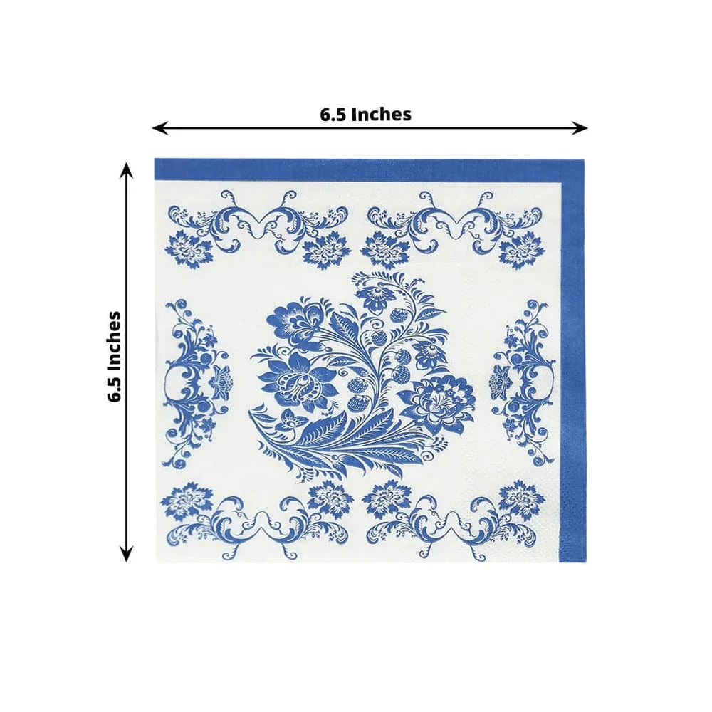 50 pack 13x13 in Paper Cocktail Napkins in French Toile Floral Pattern