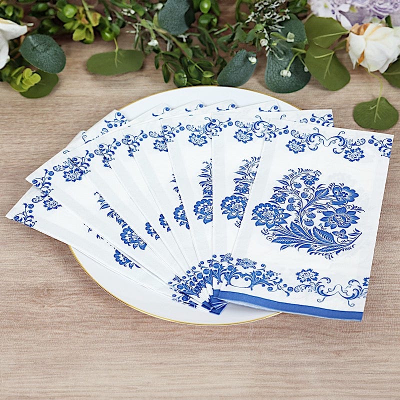 50 pack 13x13 in Paper Cocktail Napkins in French Toile Floral Pattern