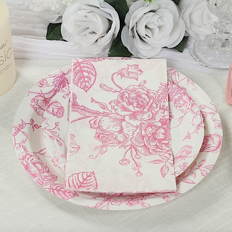 50 Paper Dinner Napkins in French Toile Floral Pattern