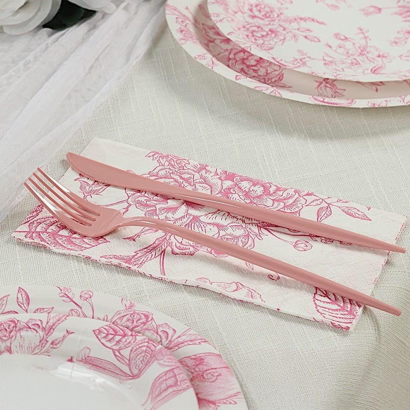 50 Paper Dinner Napkins in French Toile Floral Pattern