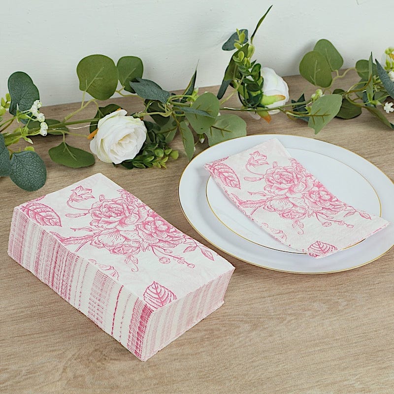 50 Paper Dinner Napkins in French Toile Floral Pattern