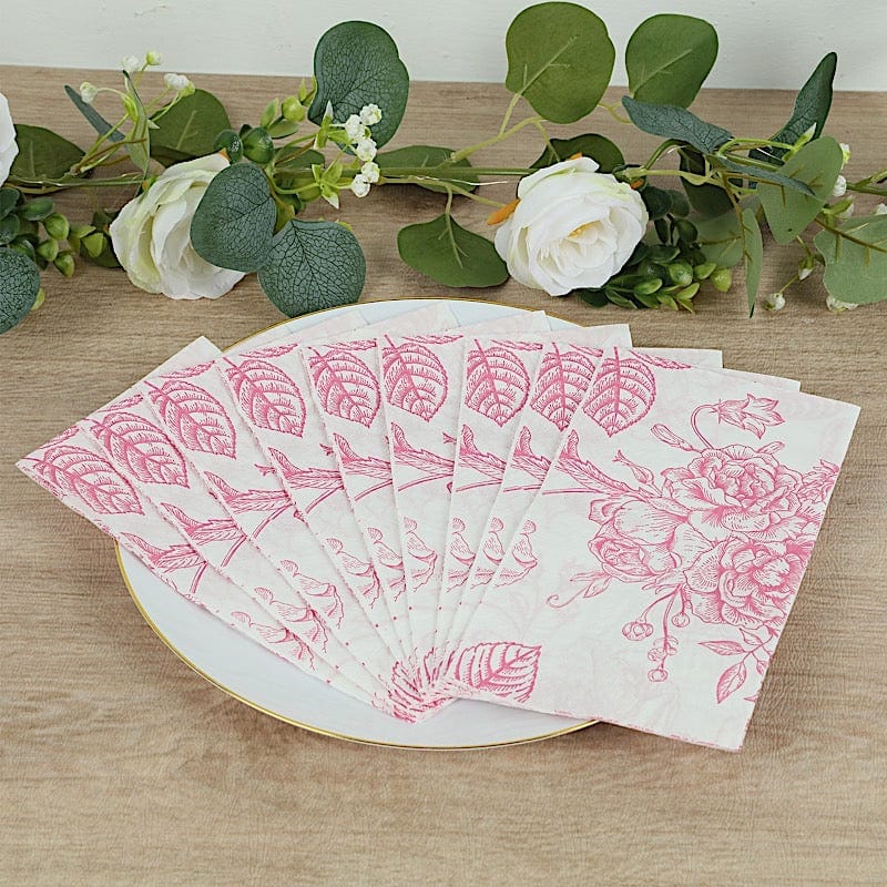 50 Paper Dinner Napkins in French Toile Floral Pattern