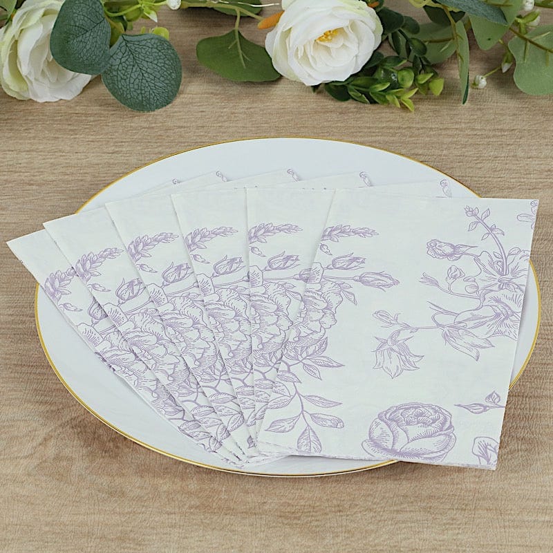 50 Paper Dinner Napkins in French Toile Floral Pattern