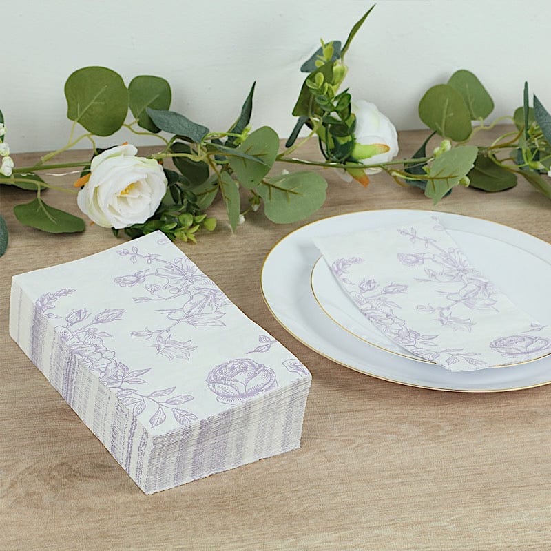 50 Paper Dinner Napkins in French Toile Floral Pattern