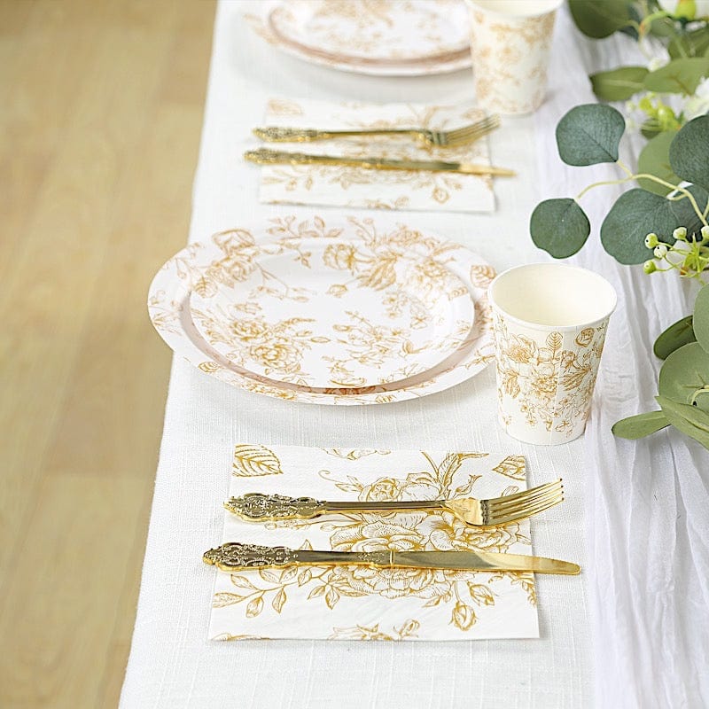 50 Paper Dinner Napkins in French Toile Floral Pattern