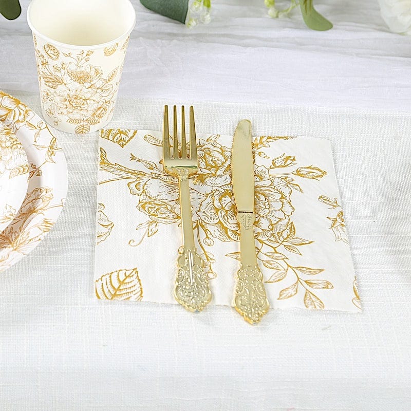 50 Paper Dinner Napkins in French Toile Floral Pattern