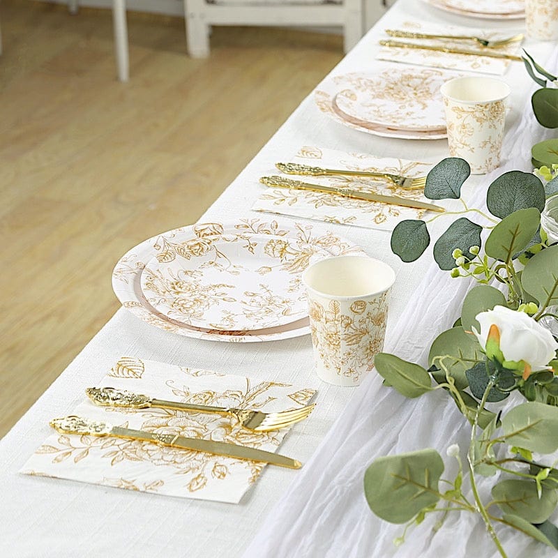 50 Paper Dinner Napkins in French Toile Floral Pattern