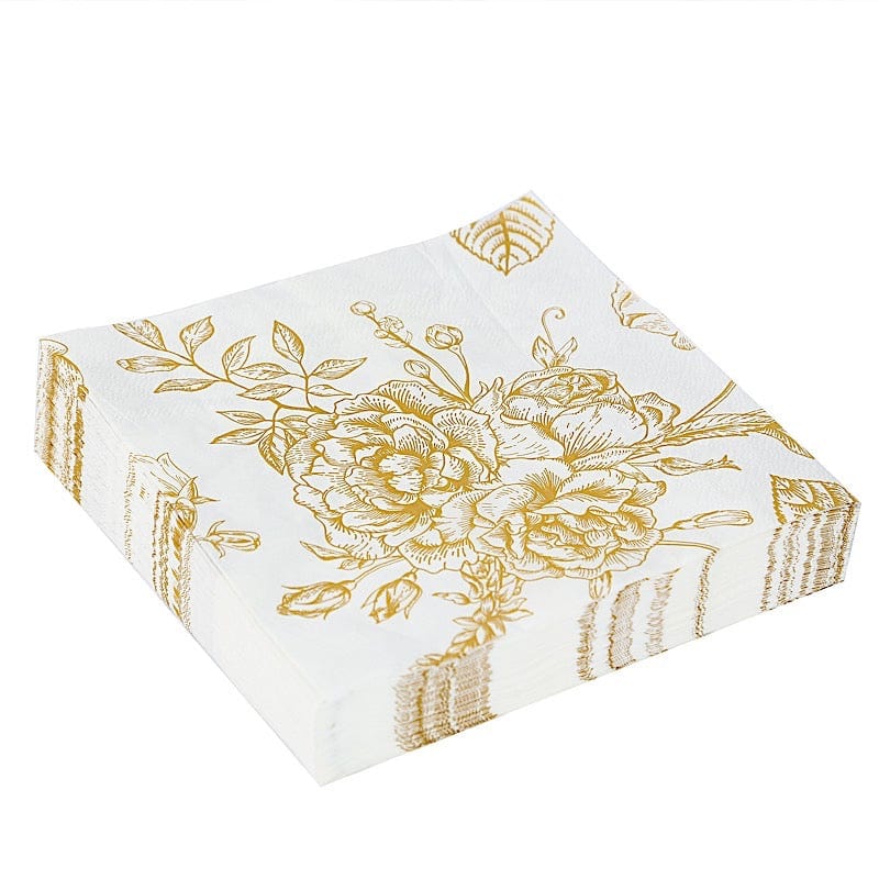 50 Paper Dinner Napkins in French Toile Floral Pattern