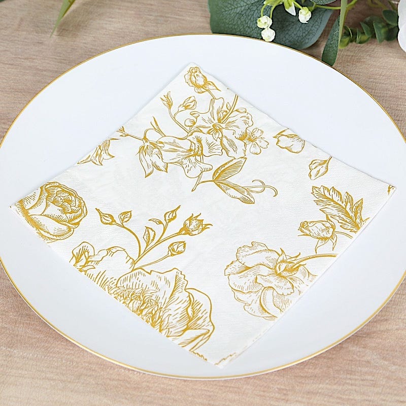 50 Paper Dinner Napkins in French Toile Floral Pattern