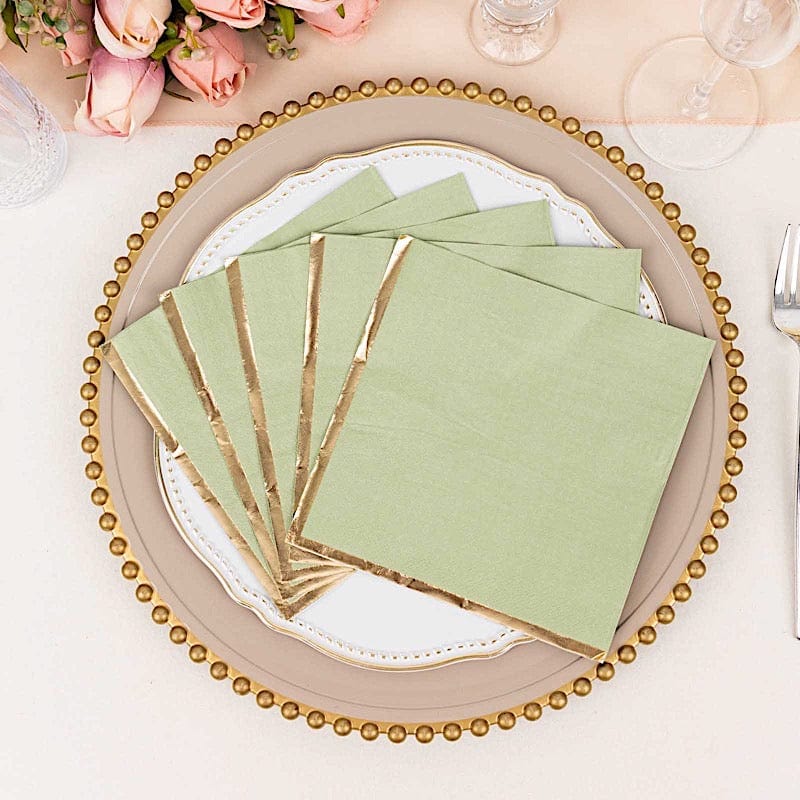 50 Pastel with Gold Trim 2 Ply Dinner Cocktail Paper Napkins