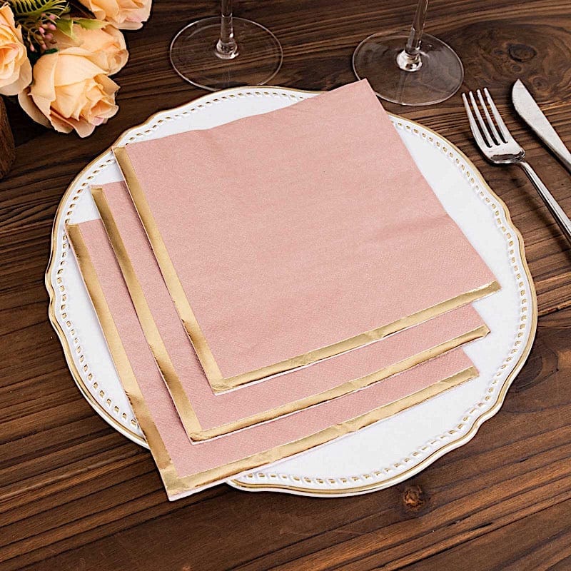 50 Pastel with Gold Trim 2 Ply Dinner Cocktail Paper Napkins