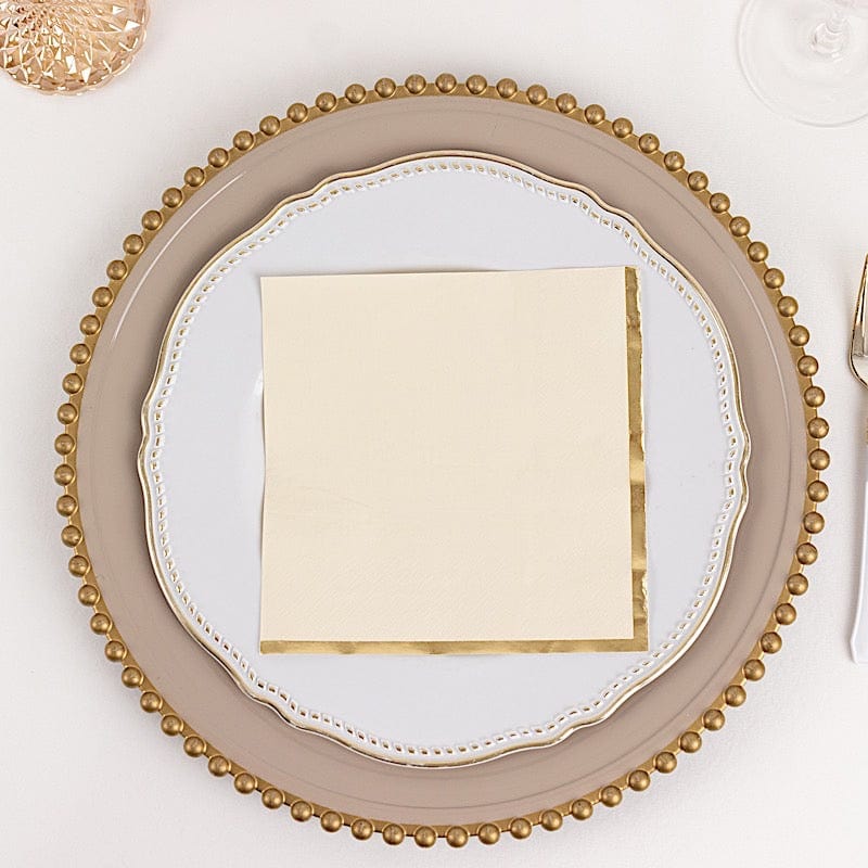 50 Gold Trim 2 Ply Dinner Cocktail Paper Napkins