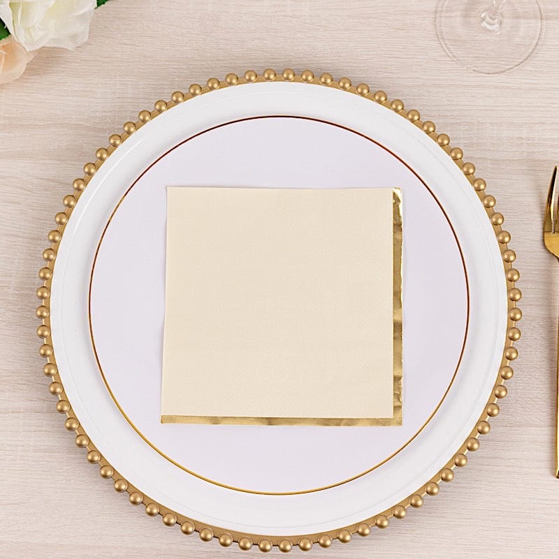50 Gold Trim 2 Ply Dinner Cocktail Paper Napkins