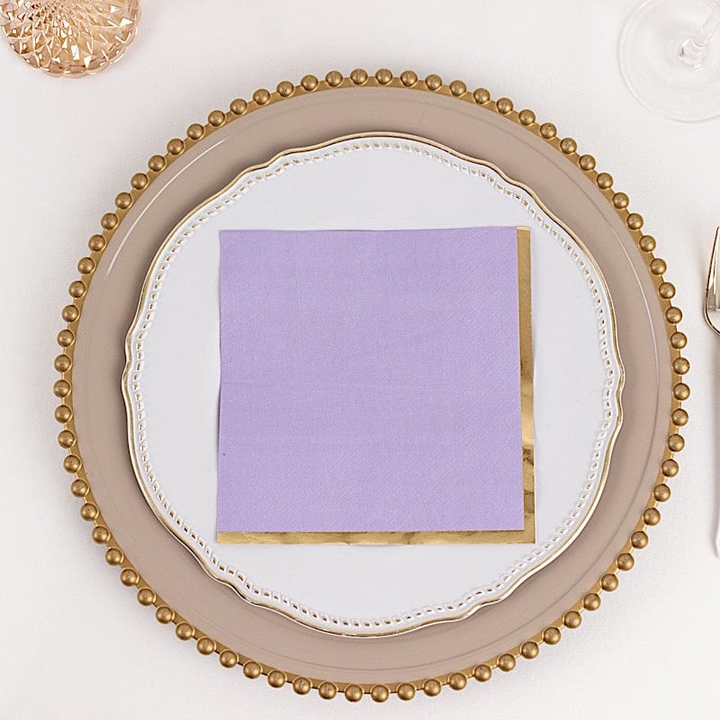 50 Gold Trim 2 Ply Dinner Cocktail Paper Napkins