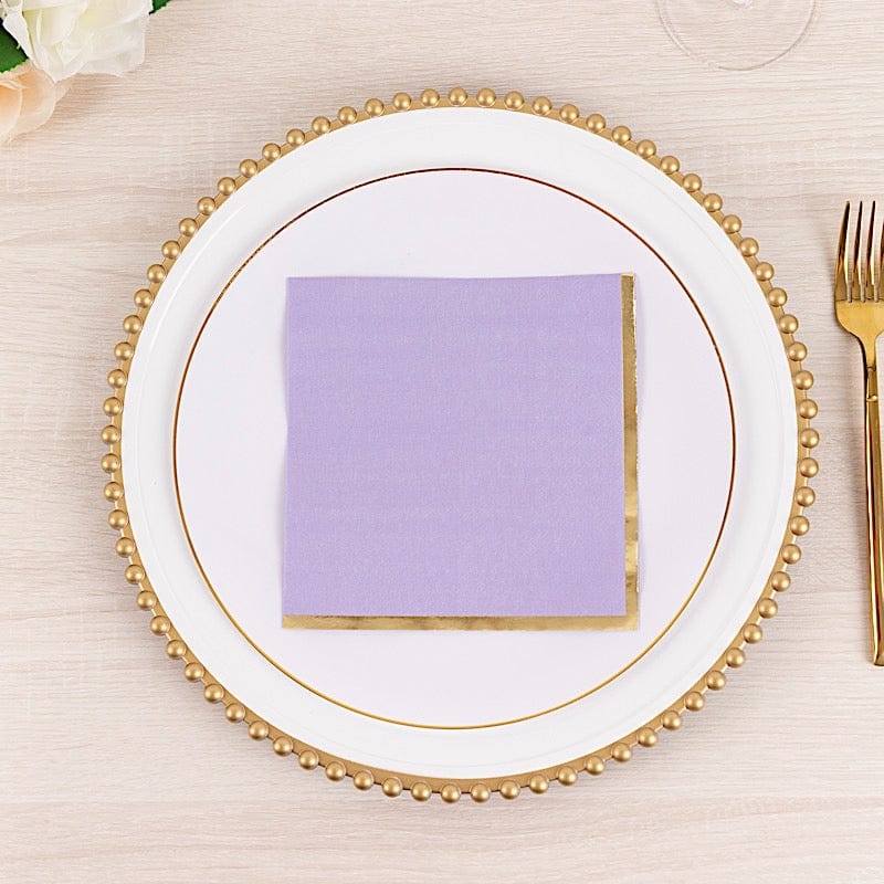 50 Gold Trim 2 Ply Dinner Cocktail Paper Napkins