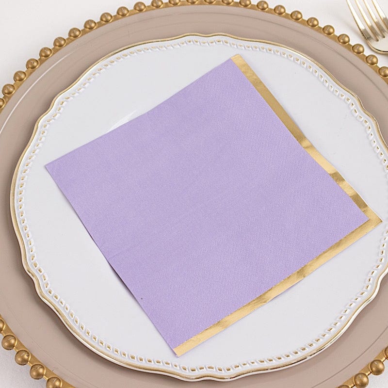 50 Gold Trim 2 Ply Dinner Cocktail Paper Napkins