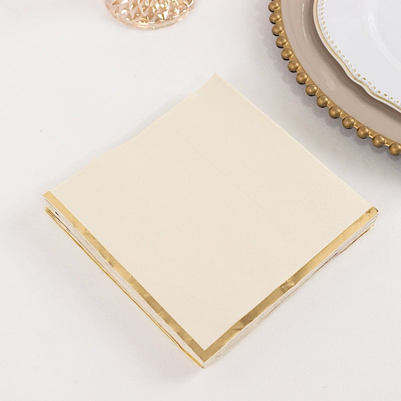50 Gold Trim 2 Ply Dinner Cocktail Paper Napkins