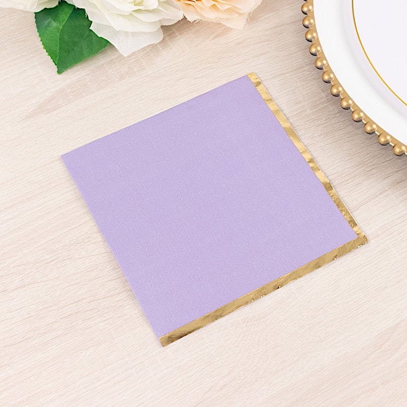 50 Gold Trim 2 Ply Dinner Cocktail Paper Napkins