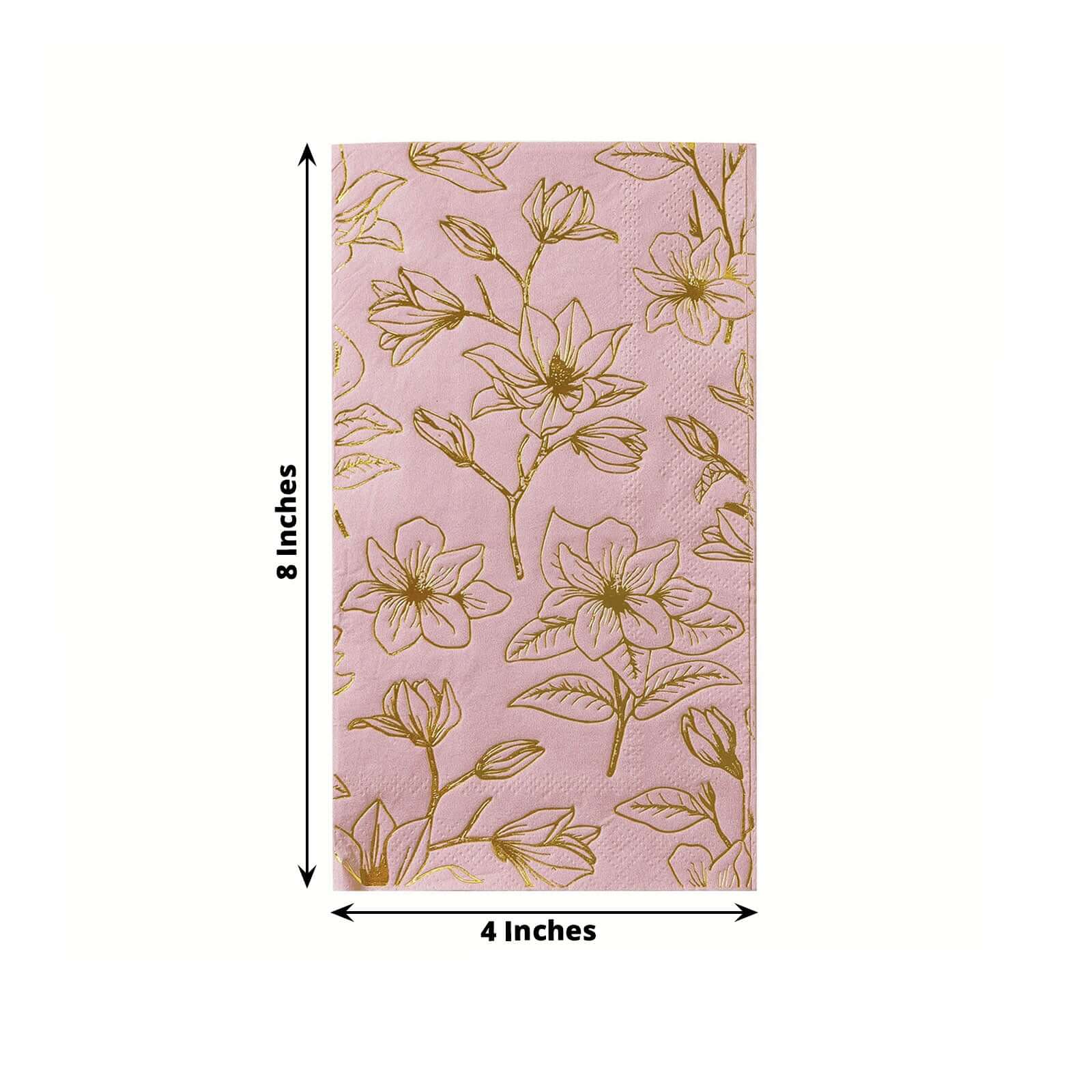 50 Rectangular 2 Ply Dinner Paper Napkins with Magnolia Flowers Print