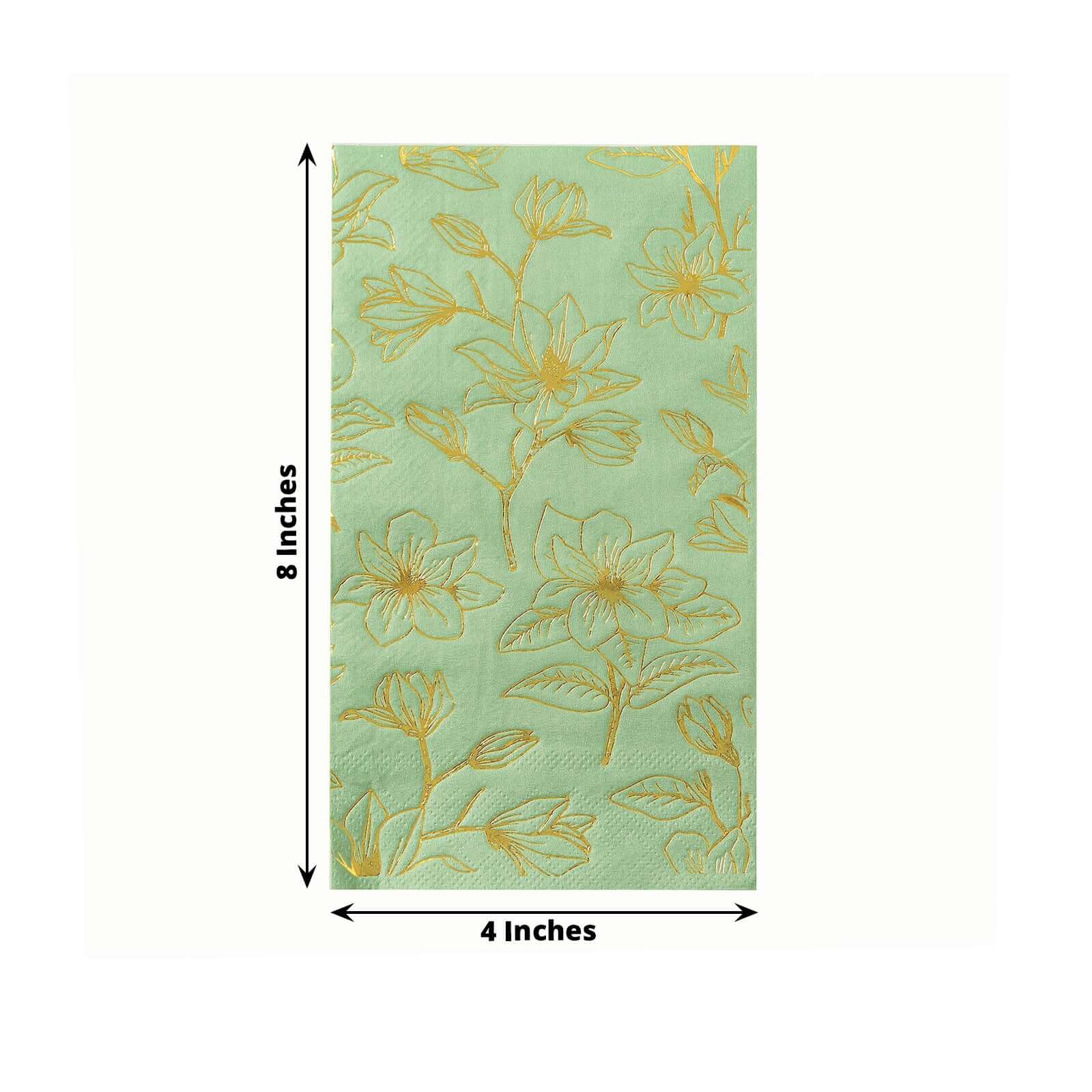 50 Rectangular 2 Ply Dinner Paper Napkins with Magnolia Flowers Print