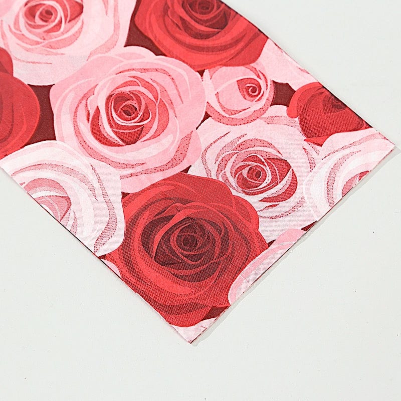 50 Red Pink 2 Ply Disposable Dinner Paper Napkins with Floral Design