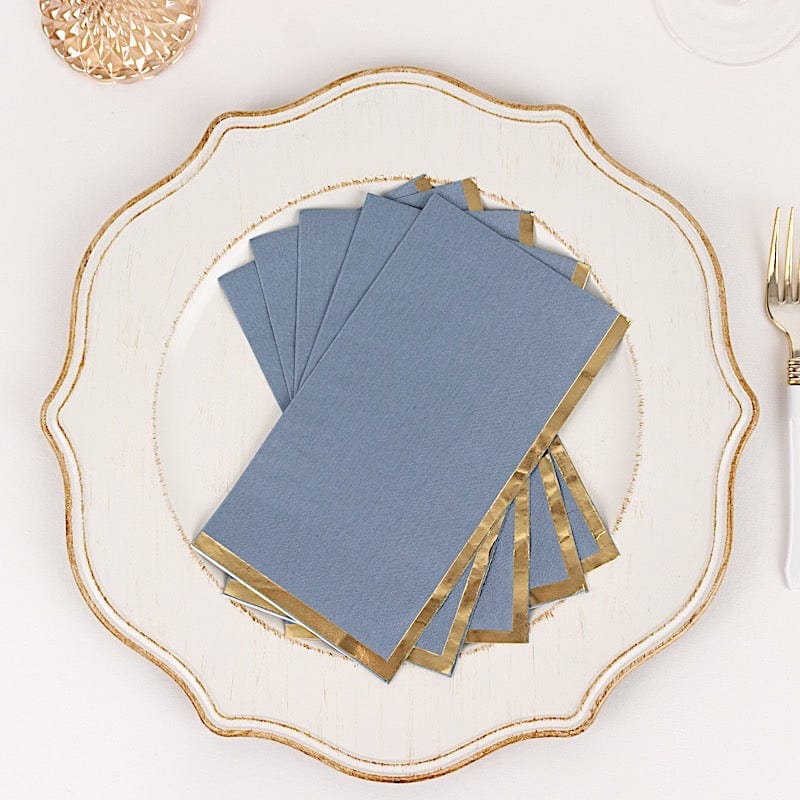 50 Soft 2 Ply Dinner Paper Napkins with Gold Foil Trim