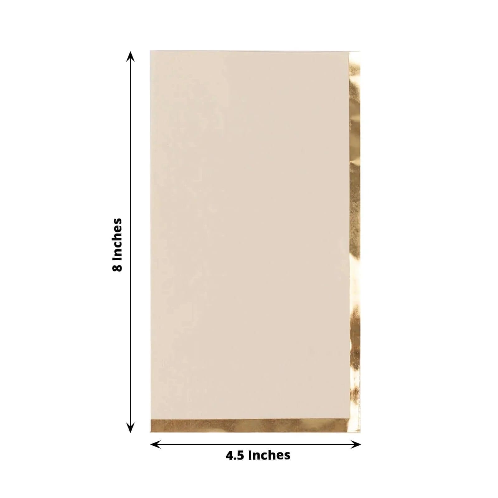 50 Soft 2 Ply Dinner Paper Napkins with Gold Foil Trim