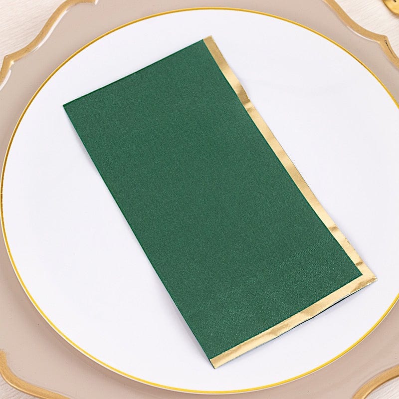 50 Soft 2 Ply Dinner Paper Napkins with Gold Foil Trim