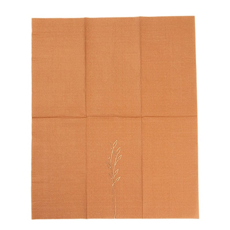 50 Soft 2 Ply Disposable Dinner Paper Napkins with Gold Embossed Leaves
