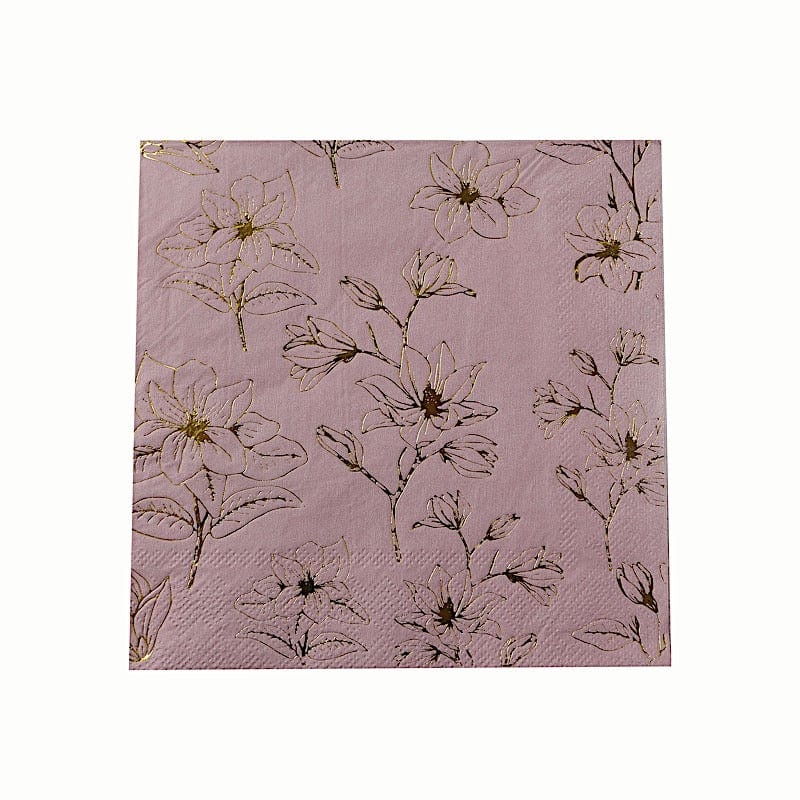 50 Square 2 Ply Dinner Paper Napkins with Magnolia Flowers Print