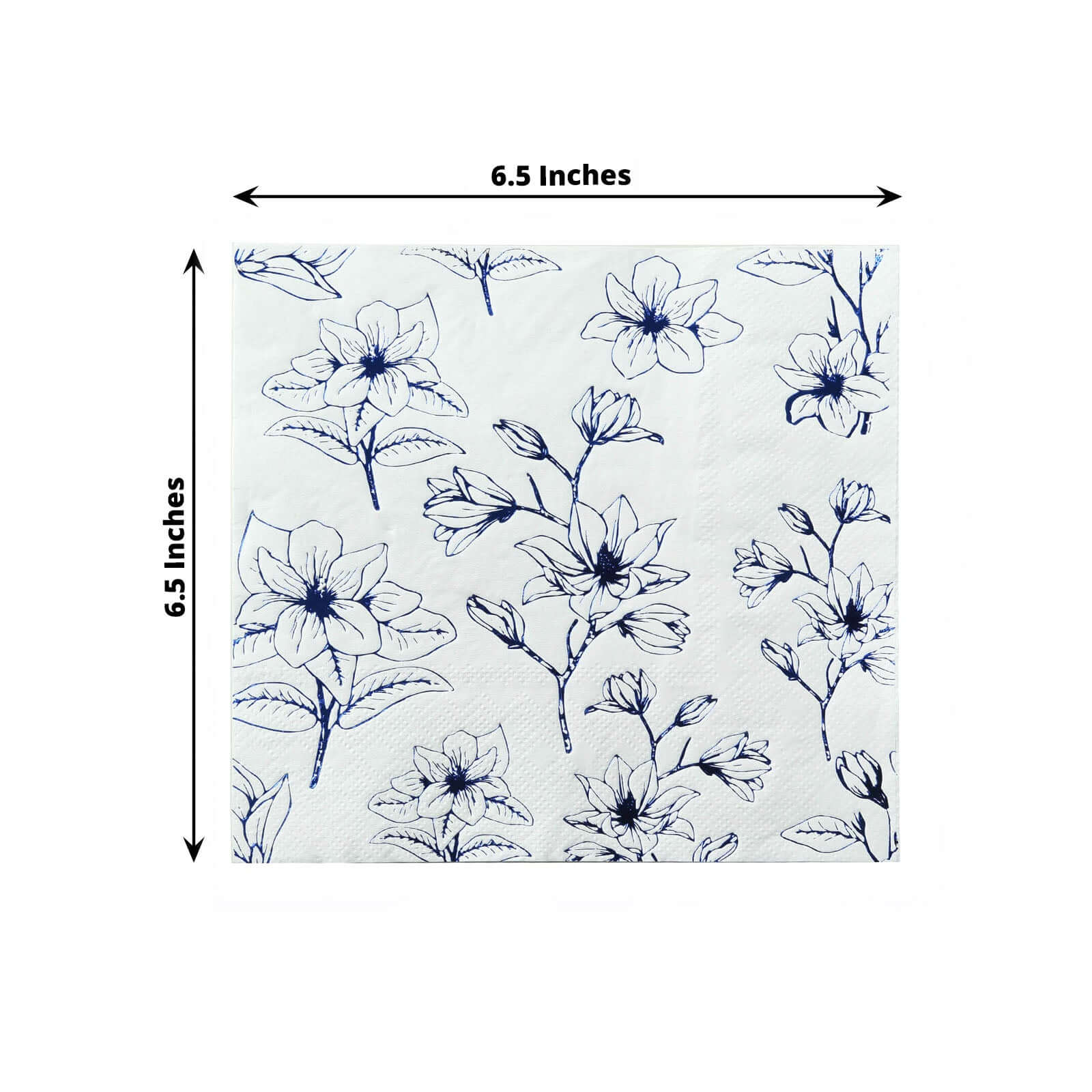 50 Square 2 Ply Dinner Paper Napkins with Magnolia Flowers Print