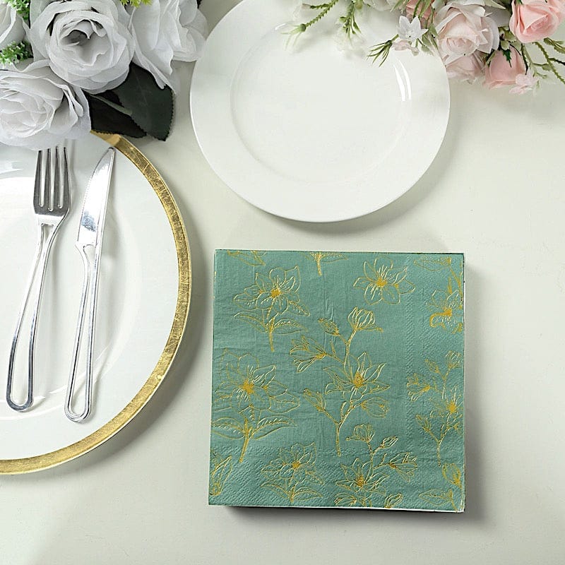 50 Square 2 Ply Dinner Paper Napkins with Magnolia Flowers Print