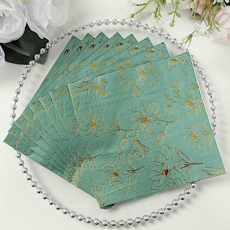 50 Square 2 Ply Dinner Paper Napkins with Magnolia Flowers Print