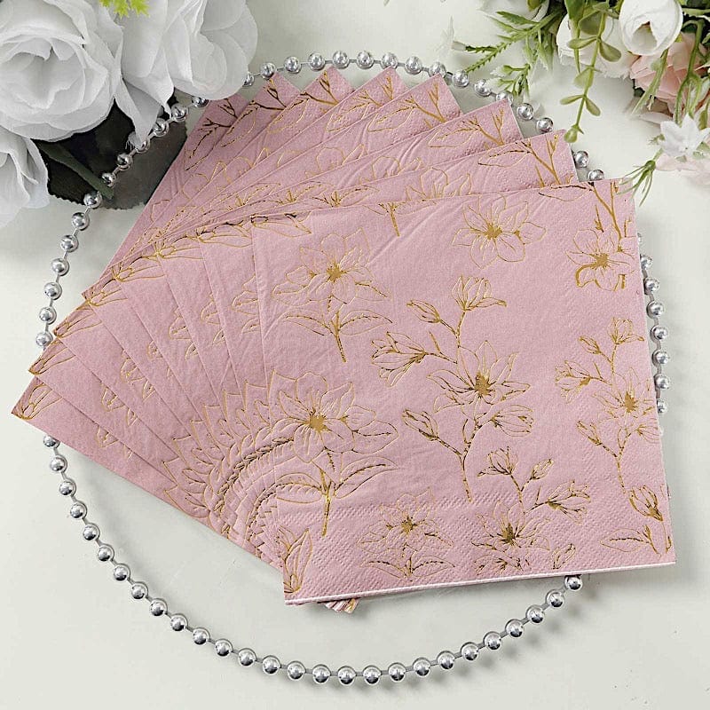 50 Square 2 Ply Dinner Paper Napkins with Magnolia Flowers Print