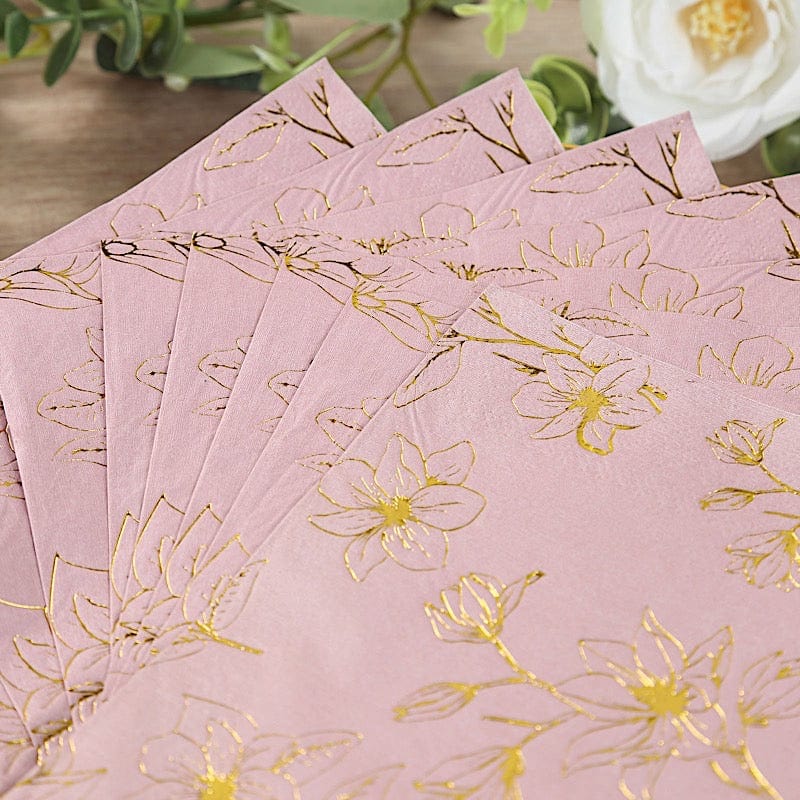 50 Square 2 Ply Dinner Paper Napkins with Magnolia Flowers Print