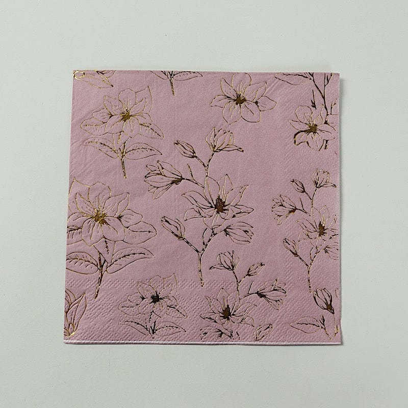 50 Square 2 Ply Dinner Paper Napkins with Magnolia Flowers Print