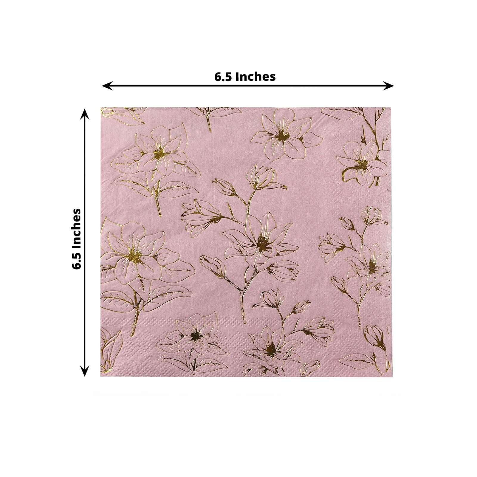 50 Square 2 Ply Dinner Paper Napkins with Magnolia Flowers Print