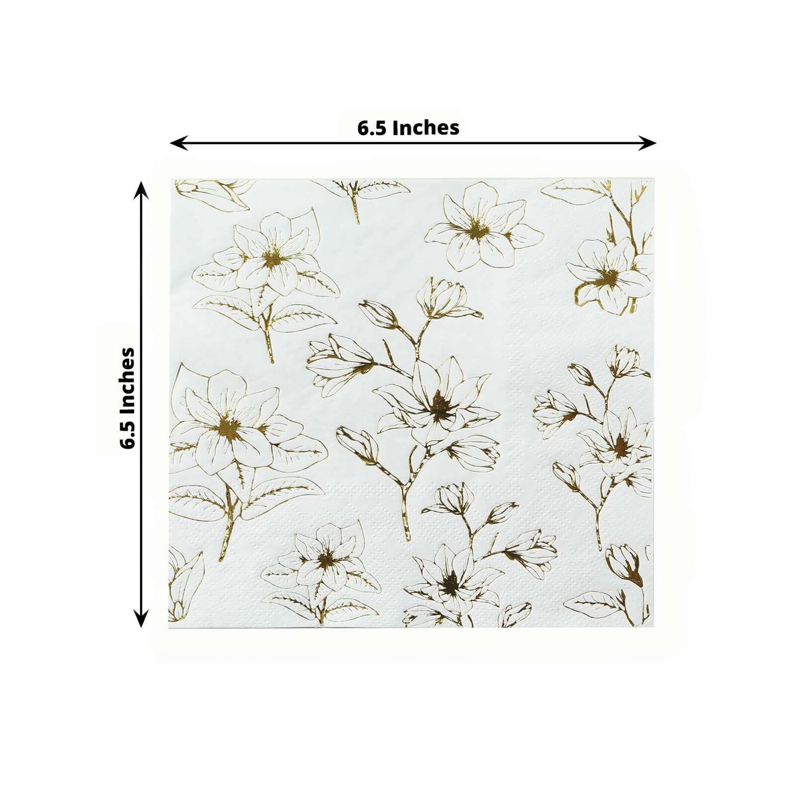 50 Square 2 Ply Dinner Paper Napkins with Magnolia Flowers Print