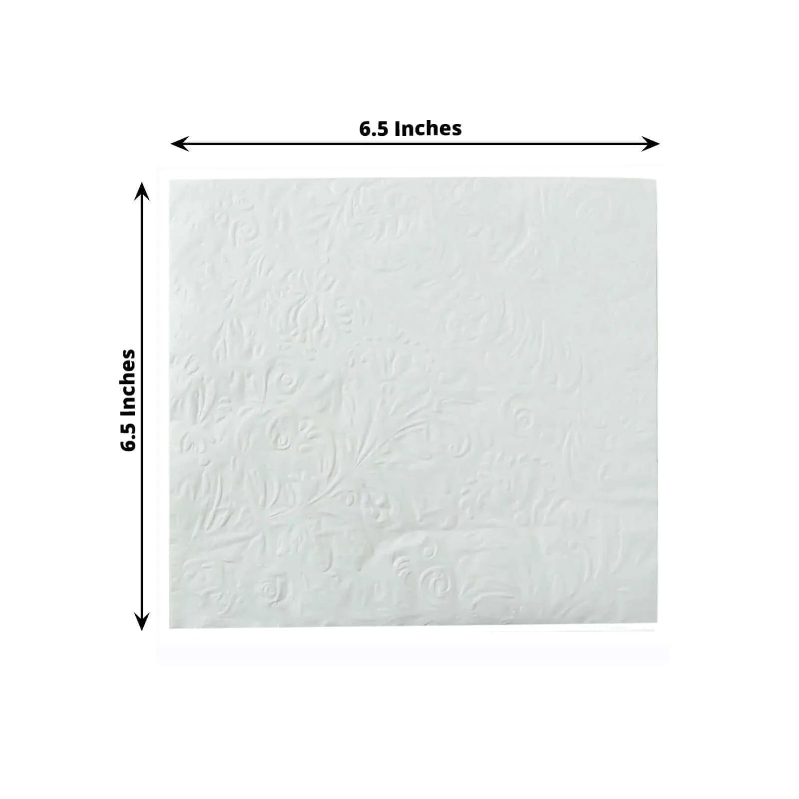 50 White 13 in  Embossed Paper Cocktail Napkins with French Swirl Pattern