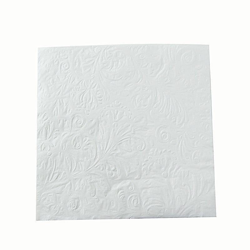 Nap Bev Wht 50 White 13 in Embossed Paper Cocktail Napkins French Swirl Pattern ...