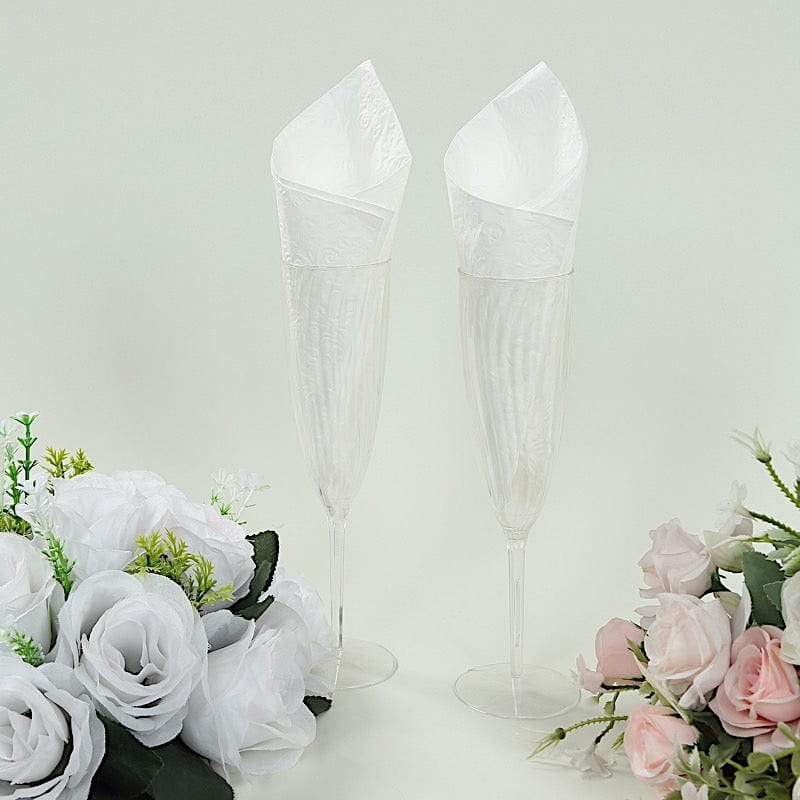 Nap Bev Wht 50 White 13 in Embossed Paper Cocktail Napkins French Swirl Pattern ...